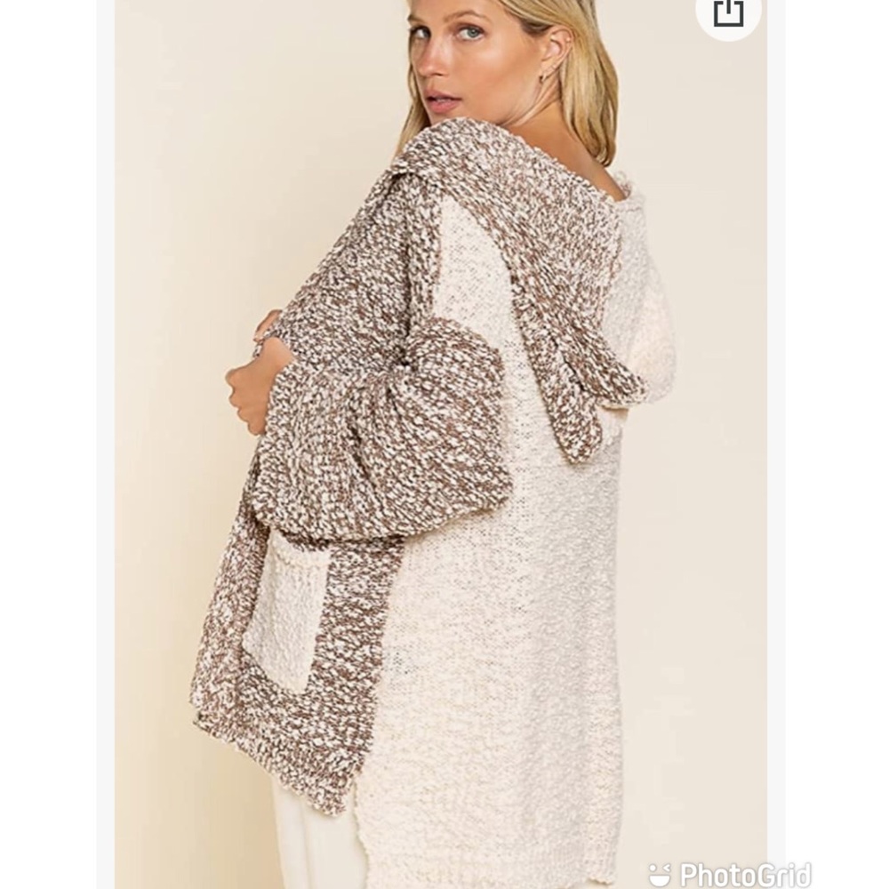 NEW POL Popcorn Knit Hooded Cardigan - Picture 2 of 2